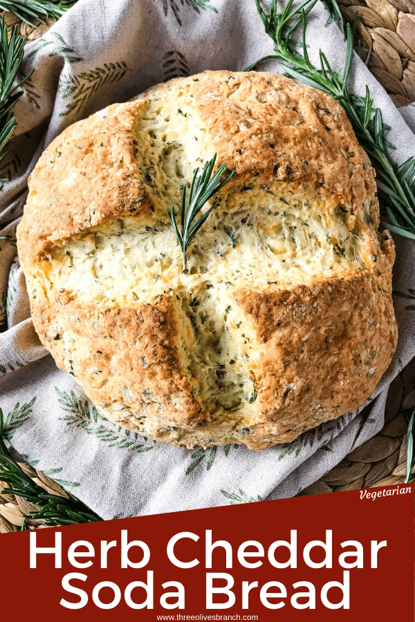 Irish Herb Cheddar Soda Bread Mini Loaf recipe is a simple no yeast cheese bread for St Patrick's Day. An easy homemade bread recipe. #irishbread #sodabread #homemadebread #noyeastbread