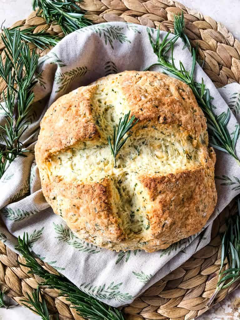 Irish Herb Cheddar Soda Bread Mini Loaf recipe is a simple no yeast cheese bread for St Patrick's Day. An easy homemade bread recipe. #irishbread #sodabread #homemadebread #noyeastbread