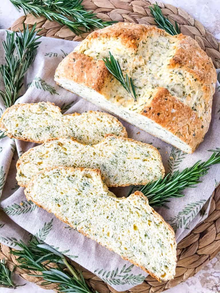 Irish Herb Cheddar Soda Bread Mini Loaf recipe is a simple no yeast cheese bread for St Patrick's Day. An easy homemade bread recipe. #irishbread #sodabread #homemadebread #noyeastbread