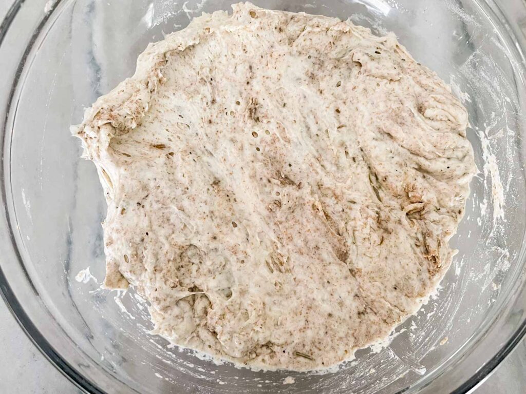 The dough after rising and ready to bake