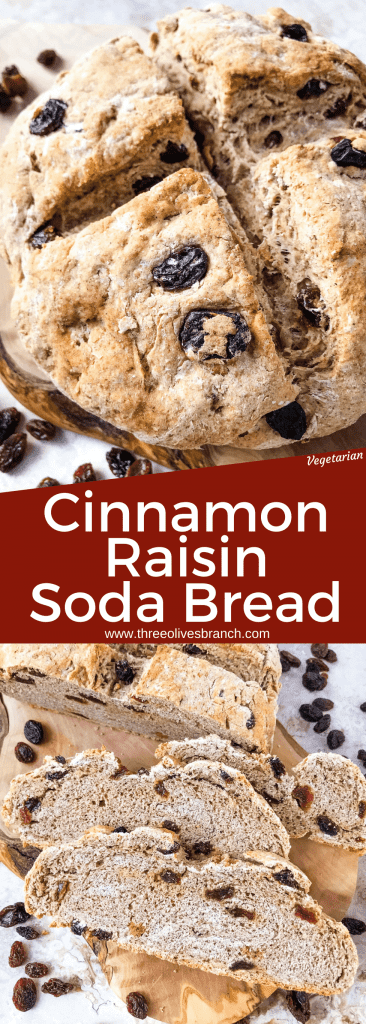 Irish Cinnamon Raisin Soda Bread Mini Loaf is a simple Irish soda bread perfect for St Patrick's Day! Filled with cinnamon and raisins. #sodabread #Irishrecipes #stpatricksday