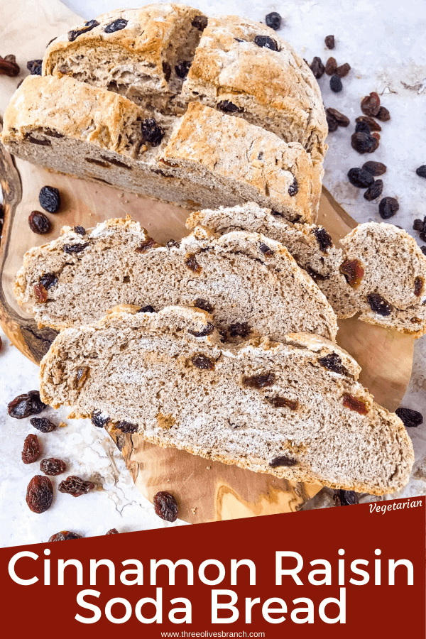 Irish Cinnamon Raisin Soda Bread Mini Loaf is a simple Irish soda bread perfect for St Patrick's Day! Filled with cinnamon and raisins. #sodabread #Irishrecipes #stpatricksday