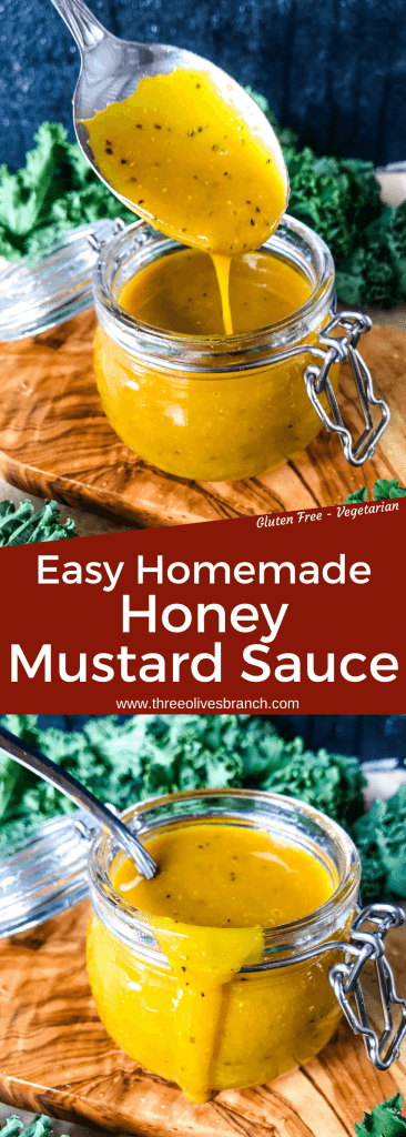 Easy Homemade Honey Mustard Sauce is a simple mustard sauce made with 5 ingredients in 5 minutes. A great condiment for any meat, bread, or vegetable and grilling BBQ season. #honeymustard #dippingsauce #mustardsauce