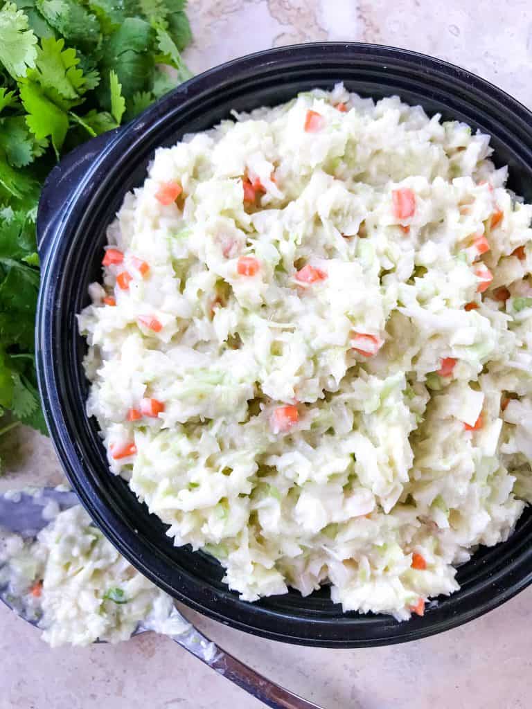 Authentic Copycat Chick-fil-A Cole Slaw recipe from the restaurant. The real recipe! An easy coleslaw for any summer BBQ grilling or southern food meal. Cabbage and carrot in a mayonnaise dressing recipe. Gluten free, vegetarian. #copycatrecipes #coleslaw #bbqsidedishes