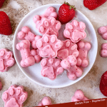 Pin of Frozen Strawberry Banana Dog Treats on a plate with the title