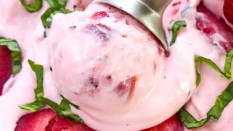 No Churn Strawberry Basil Ice Cream - Three Olives Branch