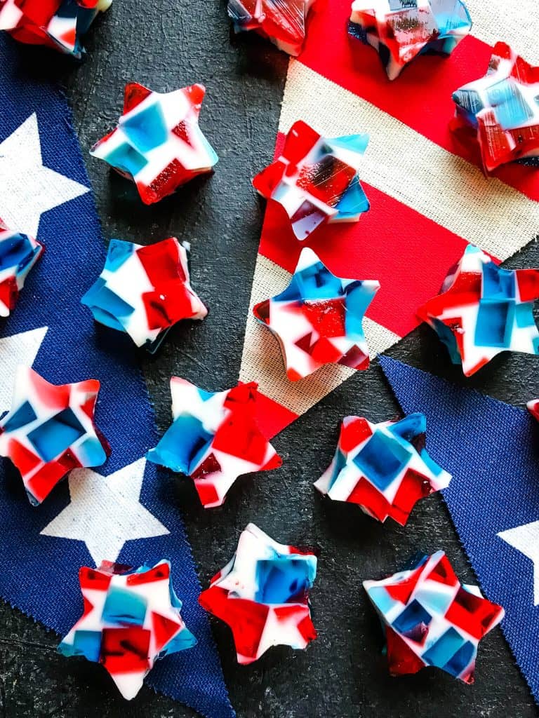 Red White and Blue Stars on American flag banner