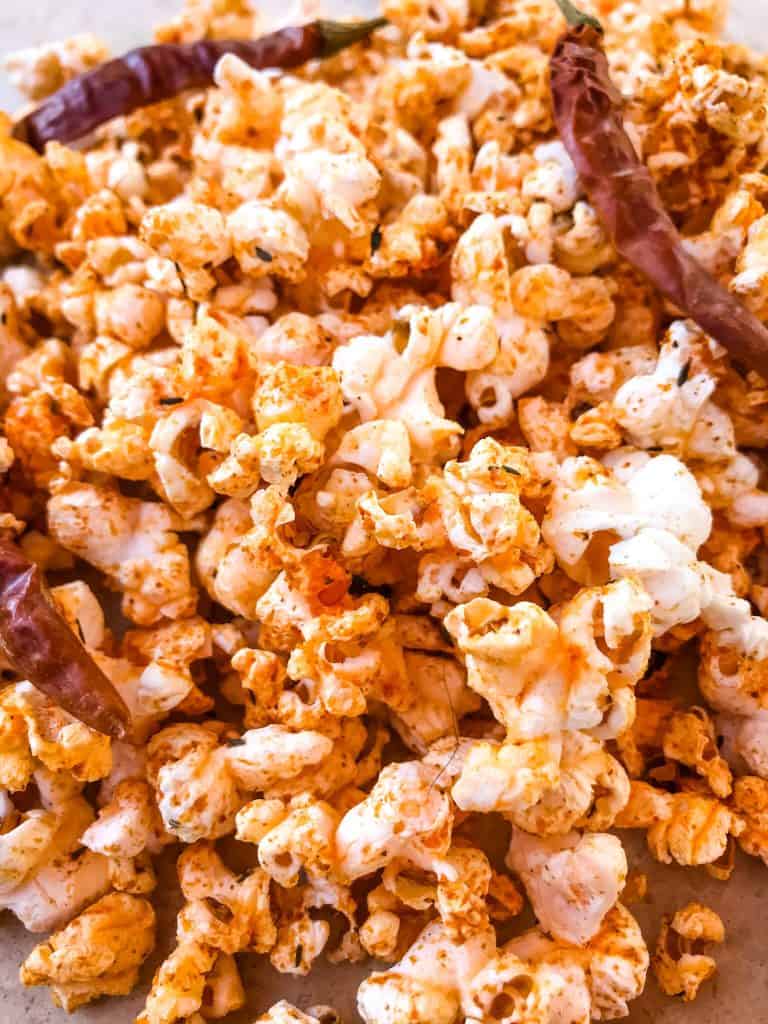 Close up picture of flavored popcorn