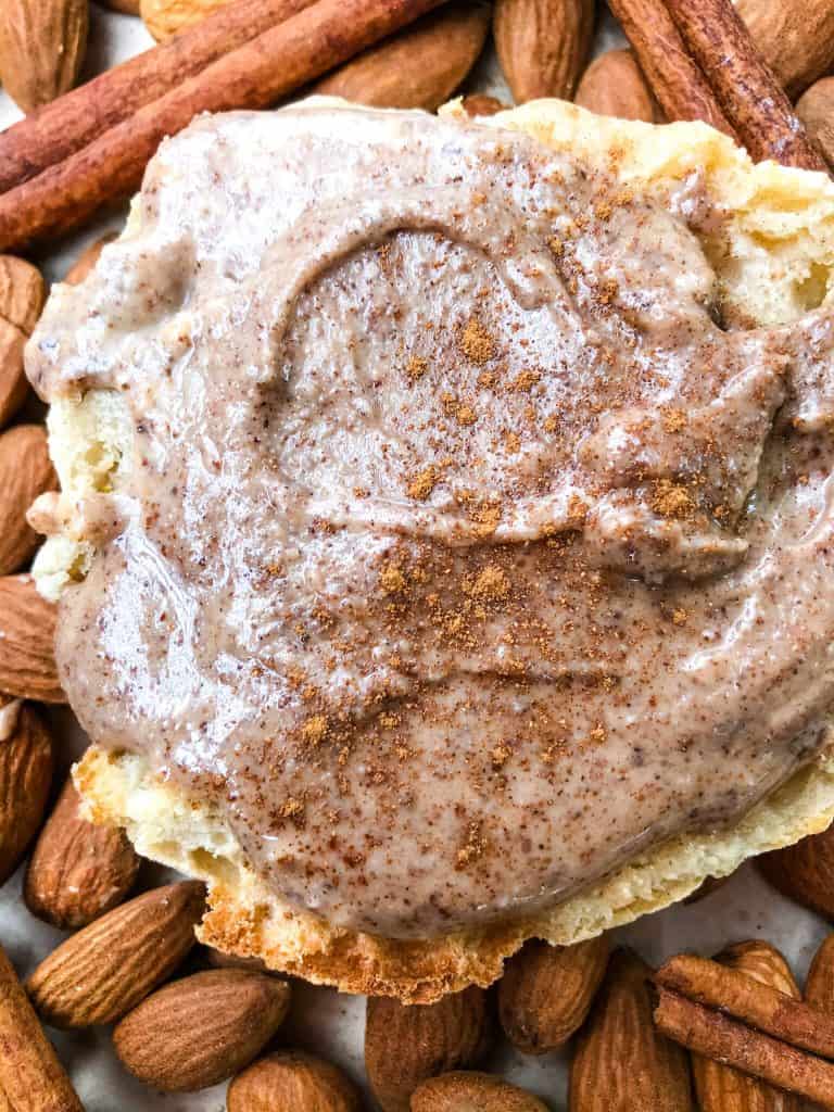 An English muffin with Homemade Cinnamon Almond Butter