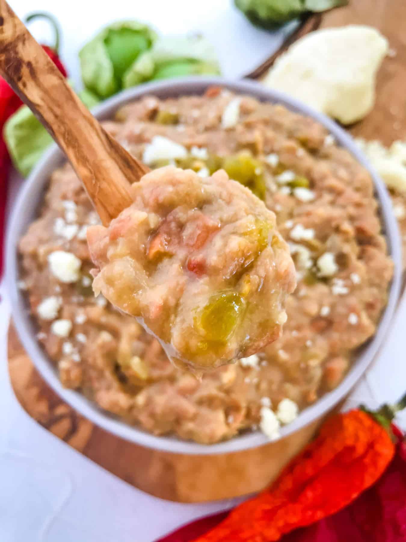 Homemade Hatch Green Chile Refried Beans Three Olives Branch