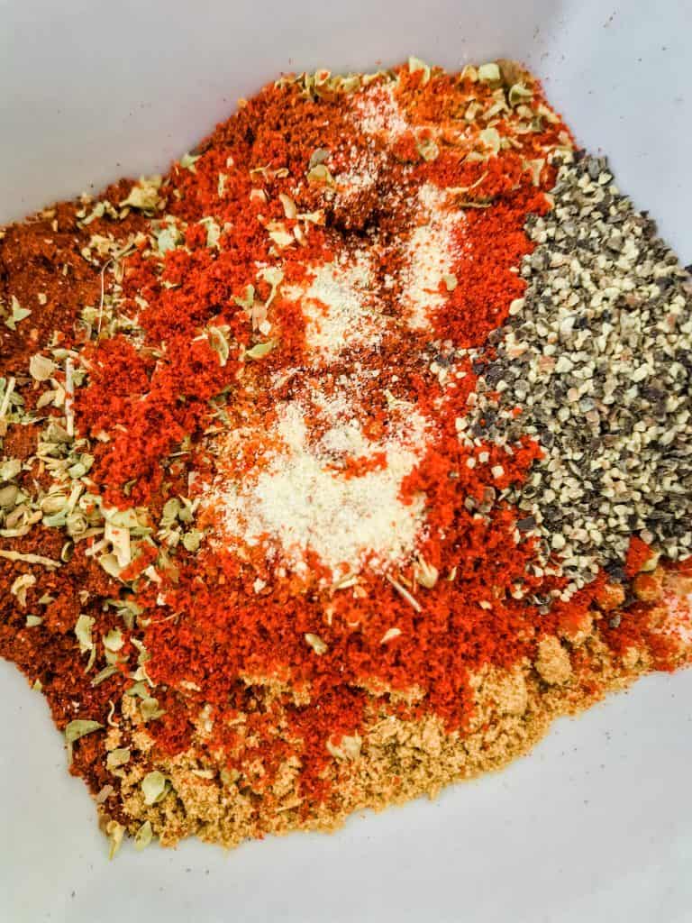 Al of the spices used piled in a bowl