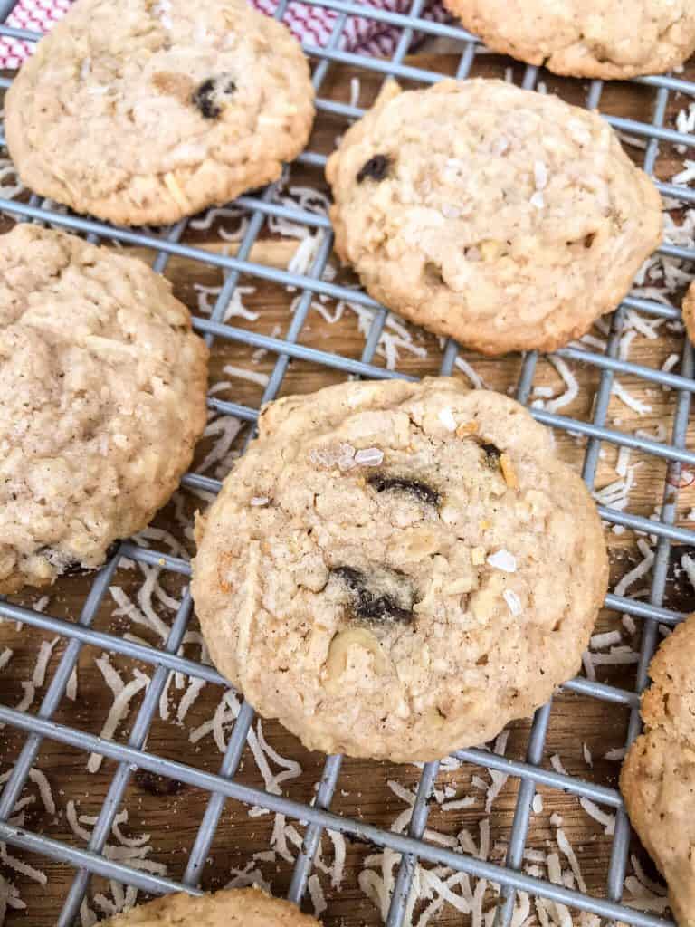 Oatmeal cookies on a cooling rack