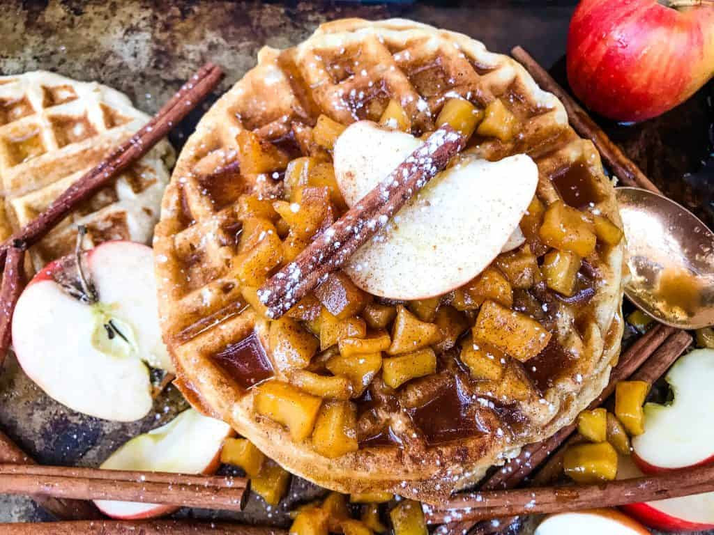 Top view of Cinnamon Apple Waffles