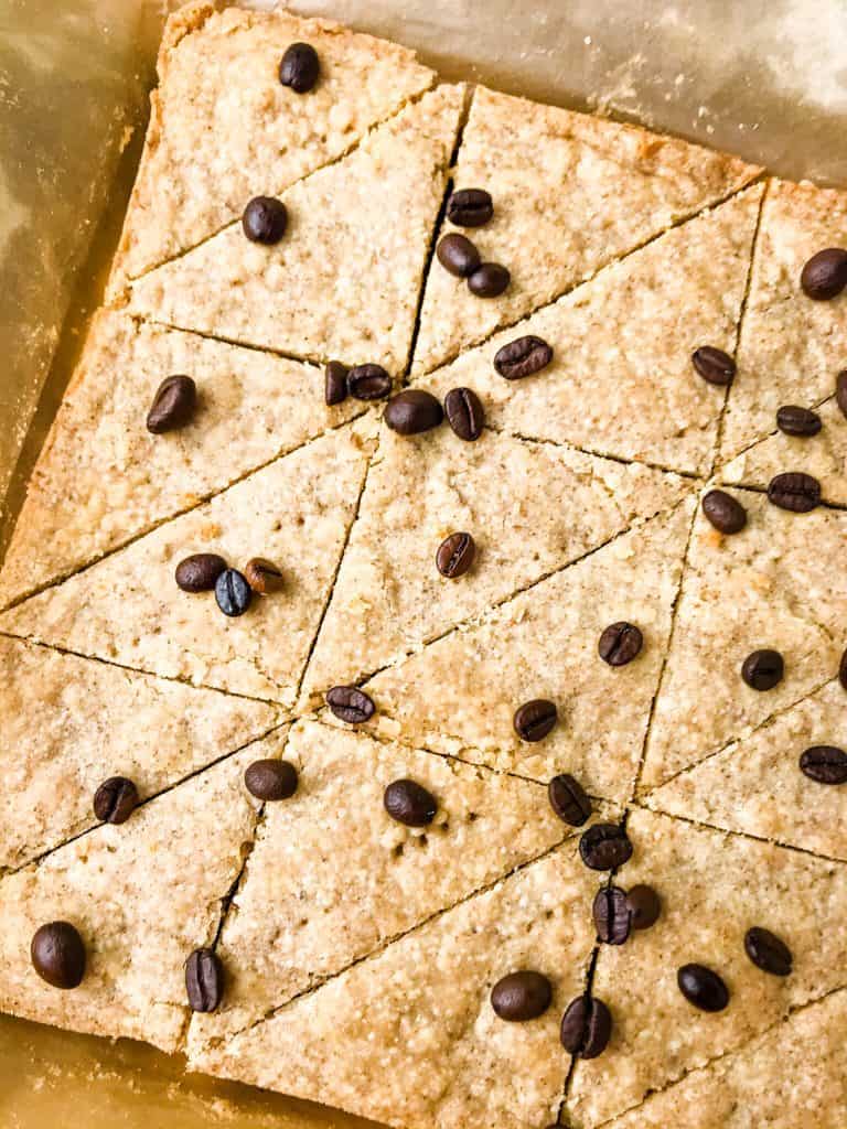 A close up of shortbread triangles
