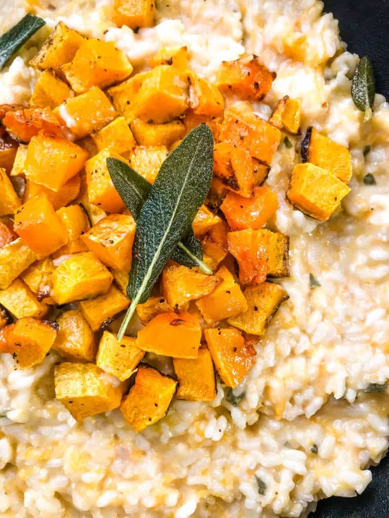 A close up of Butternut Squash Sage Risotto