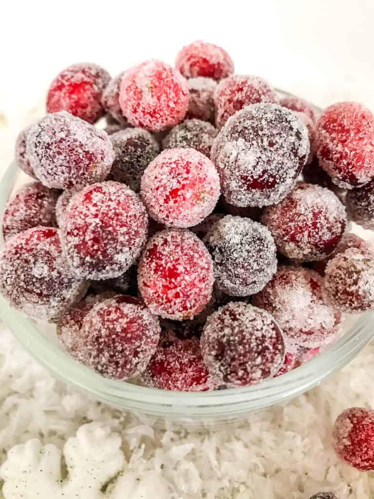 Sugar coated berries in a bowl
