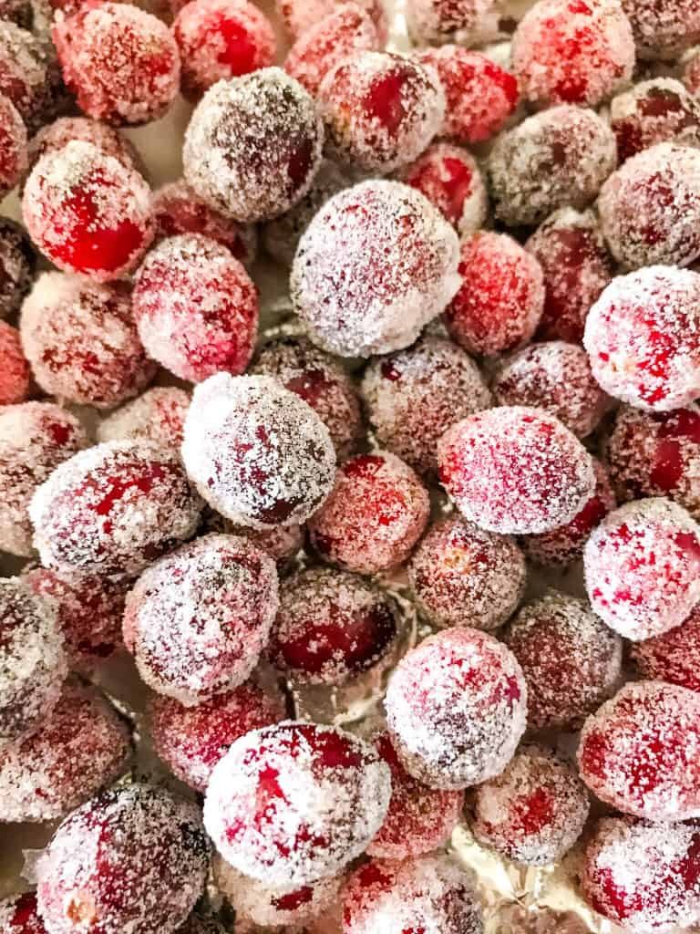 Close up of pile of Sparkling Cranberries (Sugared Cranberries)