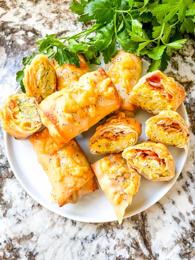 A plate full of the breakfast rolls from top view