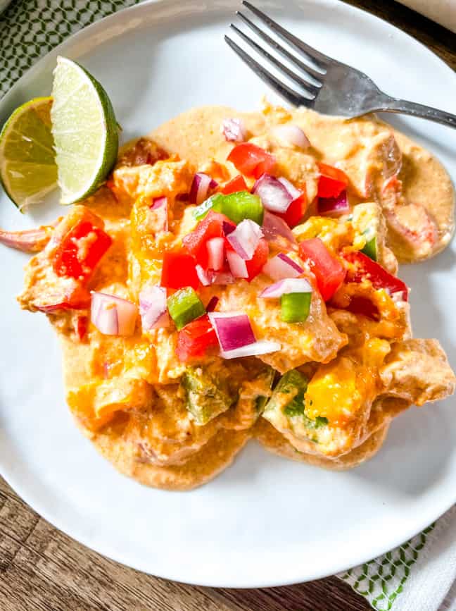 A plated serving of Chicken Fajita Casserole