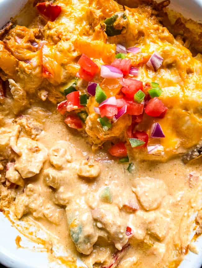 Chicken Fajita Casserole in a dish