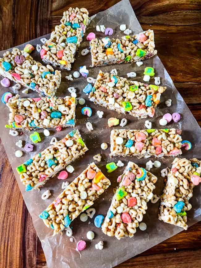 Several treats on parchment with cereal pieces