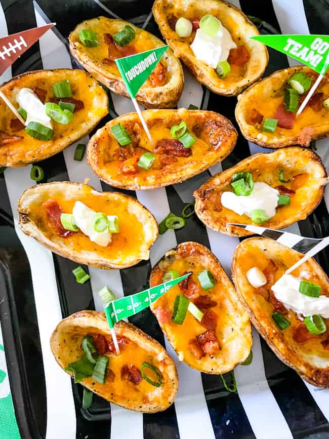 Game day Air Fryer Potato Skins with classic fillings