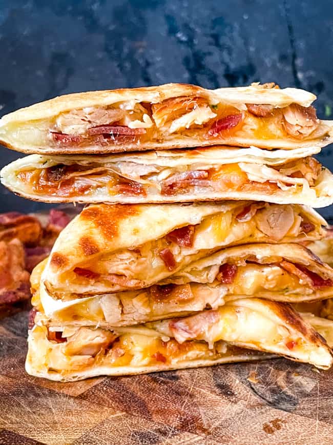 Quesadilla pieces stacked on top of each other