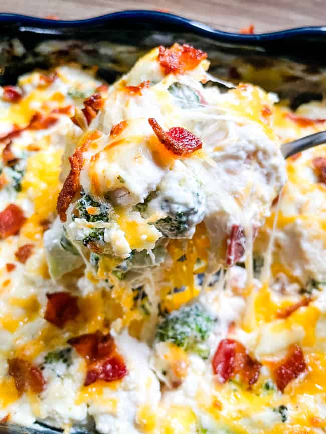 A spoon full of low carb chicken casserole