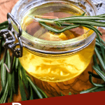 Pin image of a jar of Rosemary Simple Syrup with title at bottom