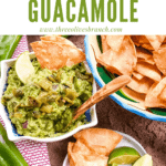 Pin image for Hatch Green Chile Guacamole with chips