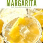 Pin image top view of a Lemon Margarita with title at top