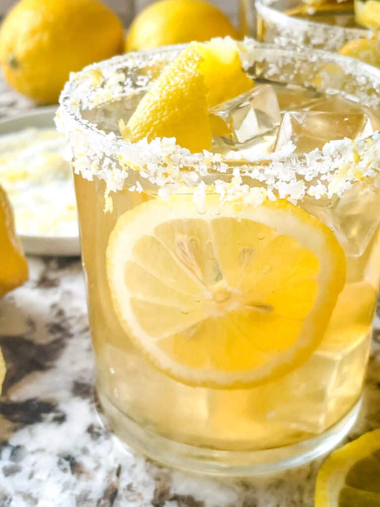 Close up of a tequila cocktail in a glass