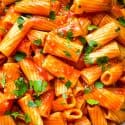 Close up of Rigatoni Arrabbiata