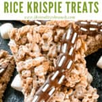 Pin image of rectangle Chewbacca Rice Krispie Treats with title at top