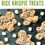 Pin image of Chewbacca Rice Krispie Treats on a black board with title at top