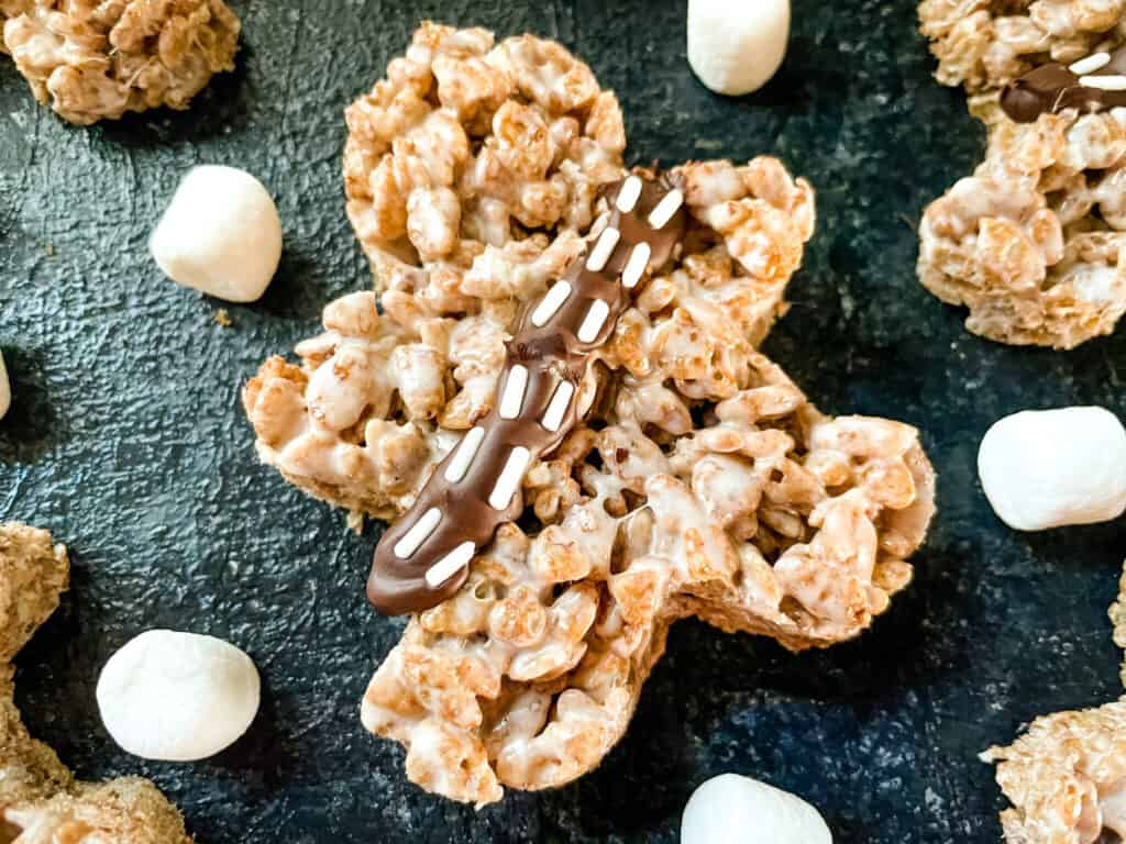 A single person shaped Chewbacca Rice Krispie Treat