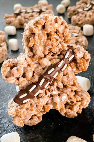 A person shaped Chewbacca Rice Krispie Treat standing up