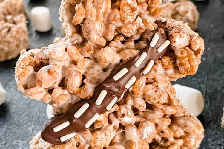 A person shaped Chewbacca Rice Krispie Treat standing up