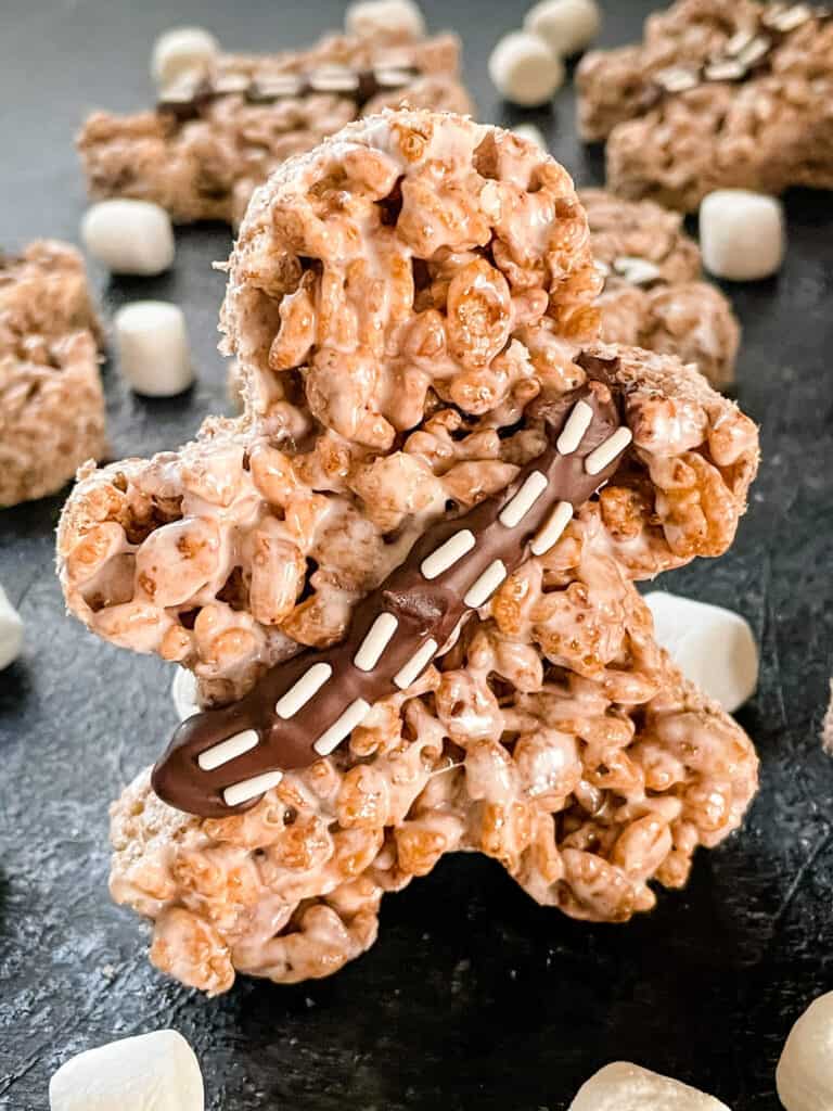 A person shaped Chewbacca Rice Krispie Treat standing up