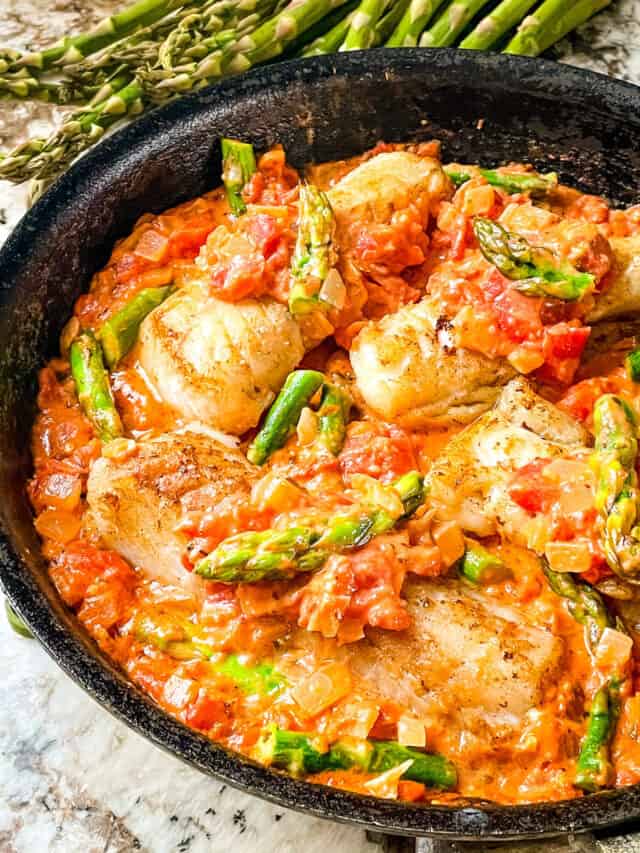 Cod Pomodoro with Asparagus Recipe Story