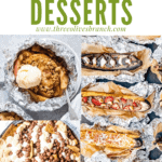 Pin image of a collection of Campfire Desserts with title at top