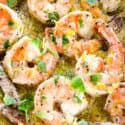 Lemon Pepper Shrimp and sauce in the pan