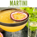 Pin image of a Pornstar Martini glass with title at top