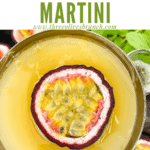 Pin image of top view of Pornstar Martini with title at top