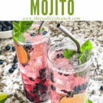 Pin image of two Blueberry Mojito with title at top