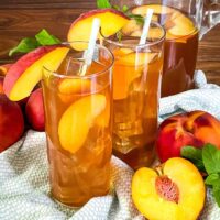 Glasses of Peach Tea on a towel