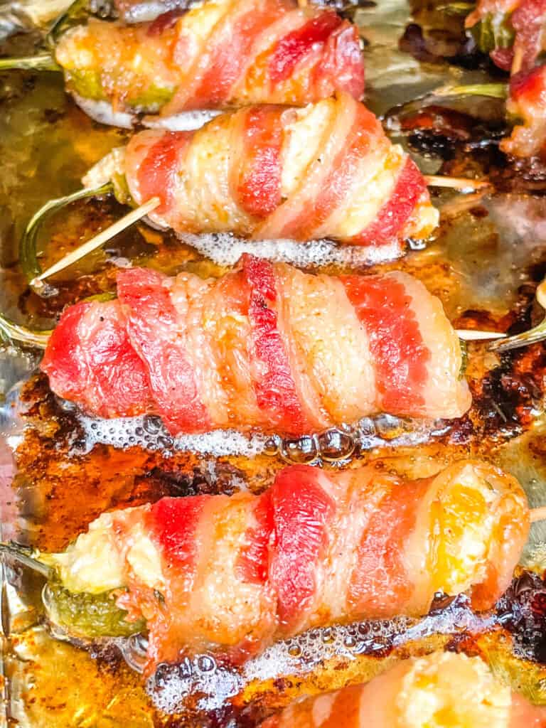 A close up of Smoked Jalapeno Poppers on the tray