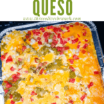 Pin image of Smoked Queso on the smoker with title at top