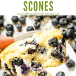 Pin image for torn Blueberries Scones Recipe with title at top