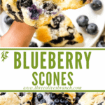 Long pin for Blueberries Scones Recipe with title